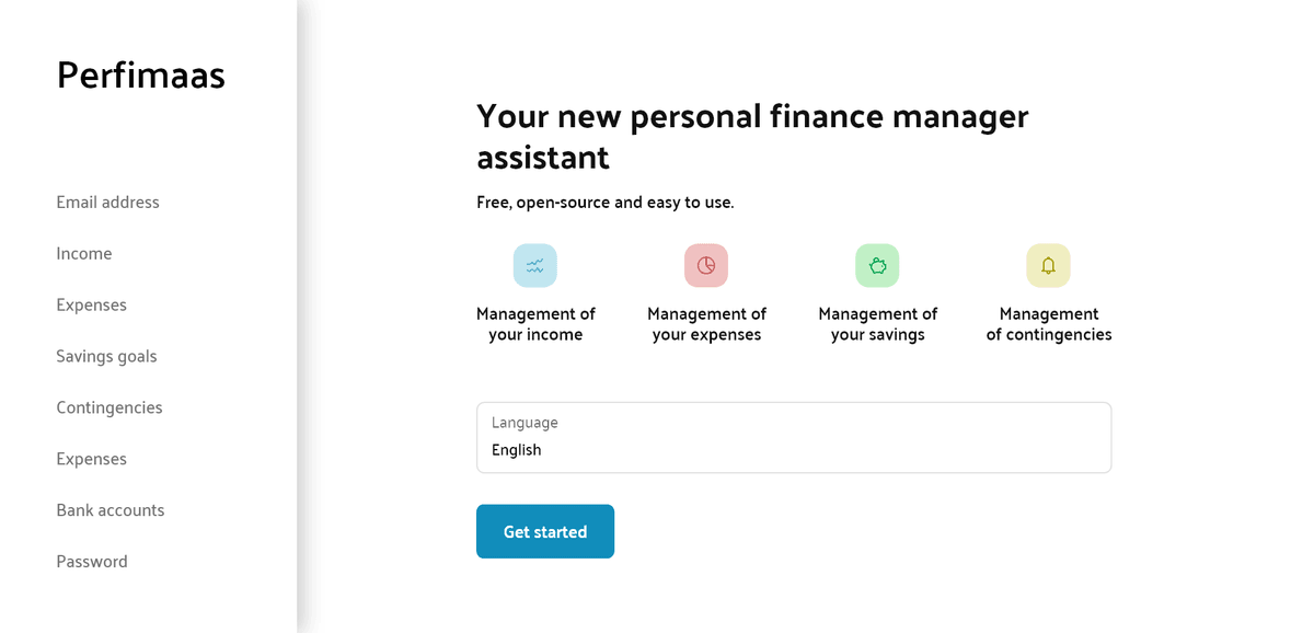 Perfimaas registration page mock-up